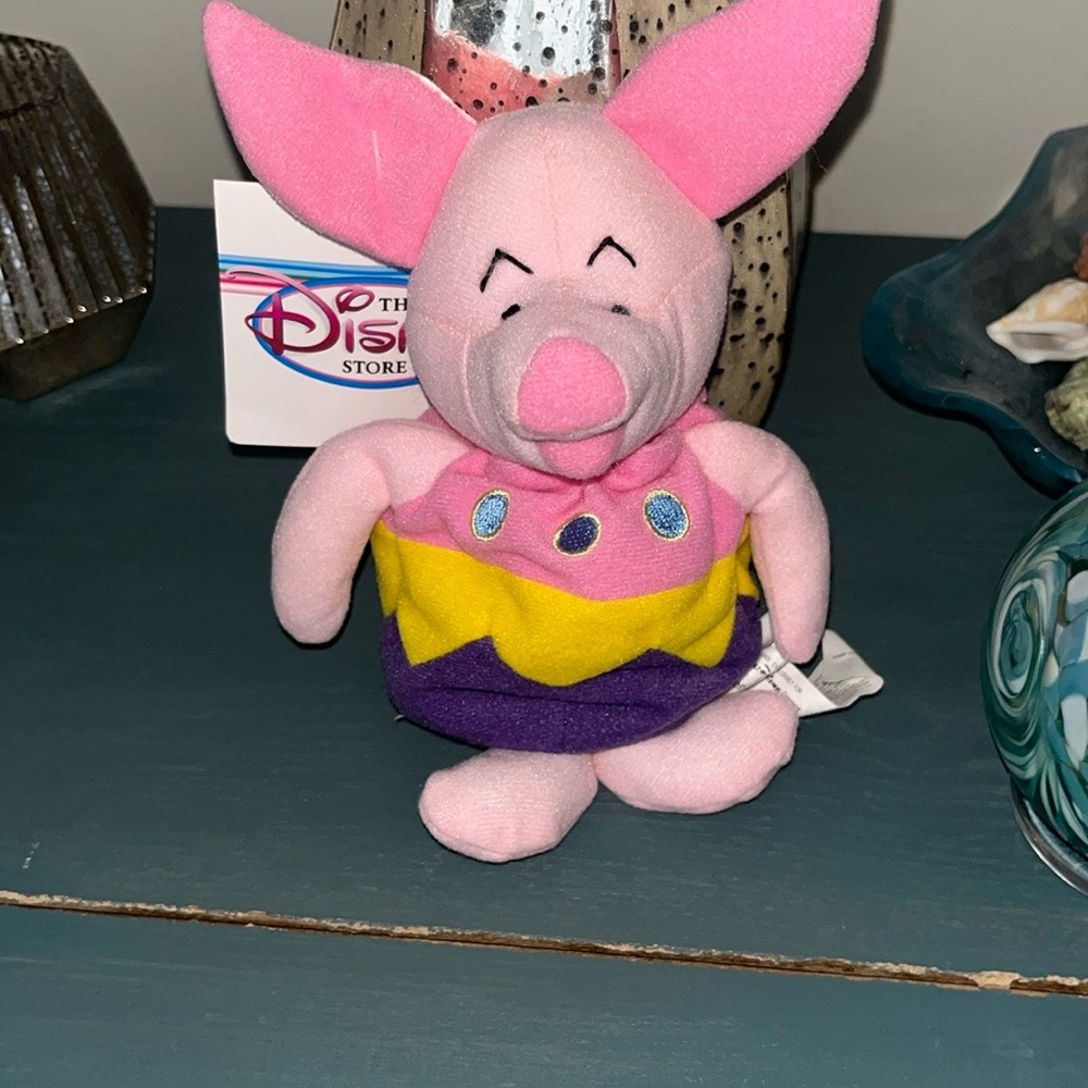 Disney Store Easter Egg Piglet Pink &Purple Bean Bag Plush with Original Tag NWT